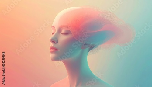 Dreamy Woman: Pastel Portrait with Soft, Blended Colors