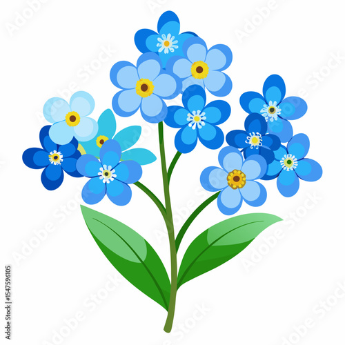 A realistic blue forget me not flower in vector format
