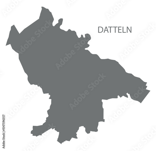 Datteln city map with boroughs grey illustration silhouette shape