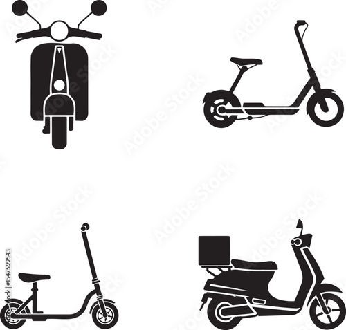 Scuter silhouette set vector illustration isolated On Transparent Background