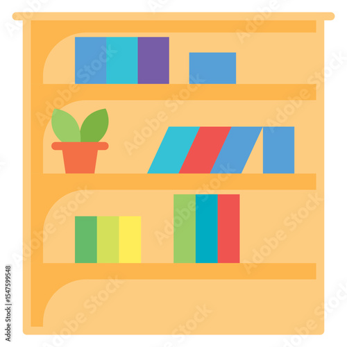 Bookshelf furniture flat icon