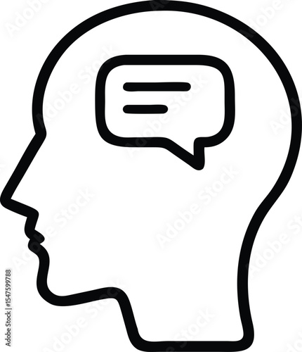 mental health conversation icon. head with chat bubbles icon