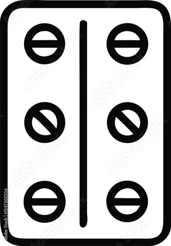 medicine tablet strip outline vector illustration. pills strip