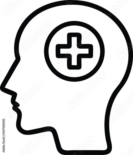 human head with medical symbol