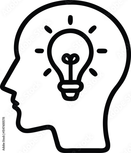 human head with light bulb icon