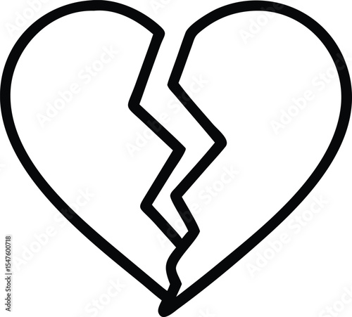 Heartbreak / broken heart or divorce flat icon for apps and websites