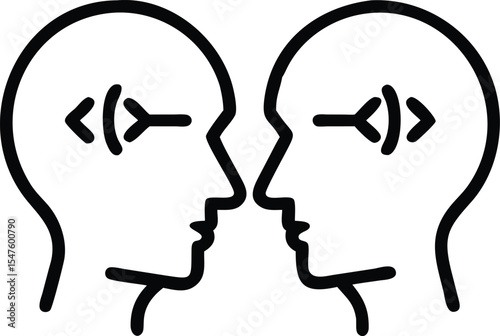 Healing mind-body connection icon featuring two heads 
