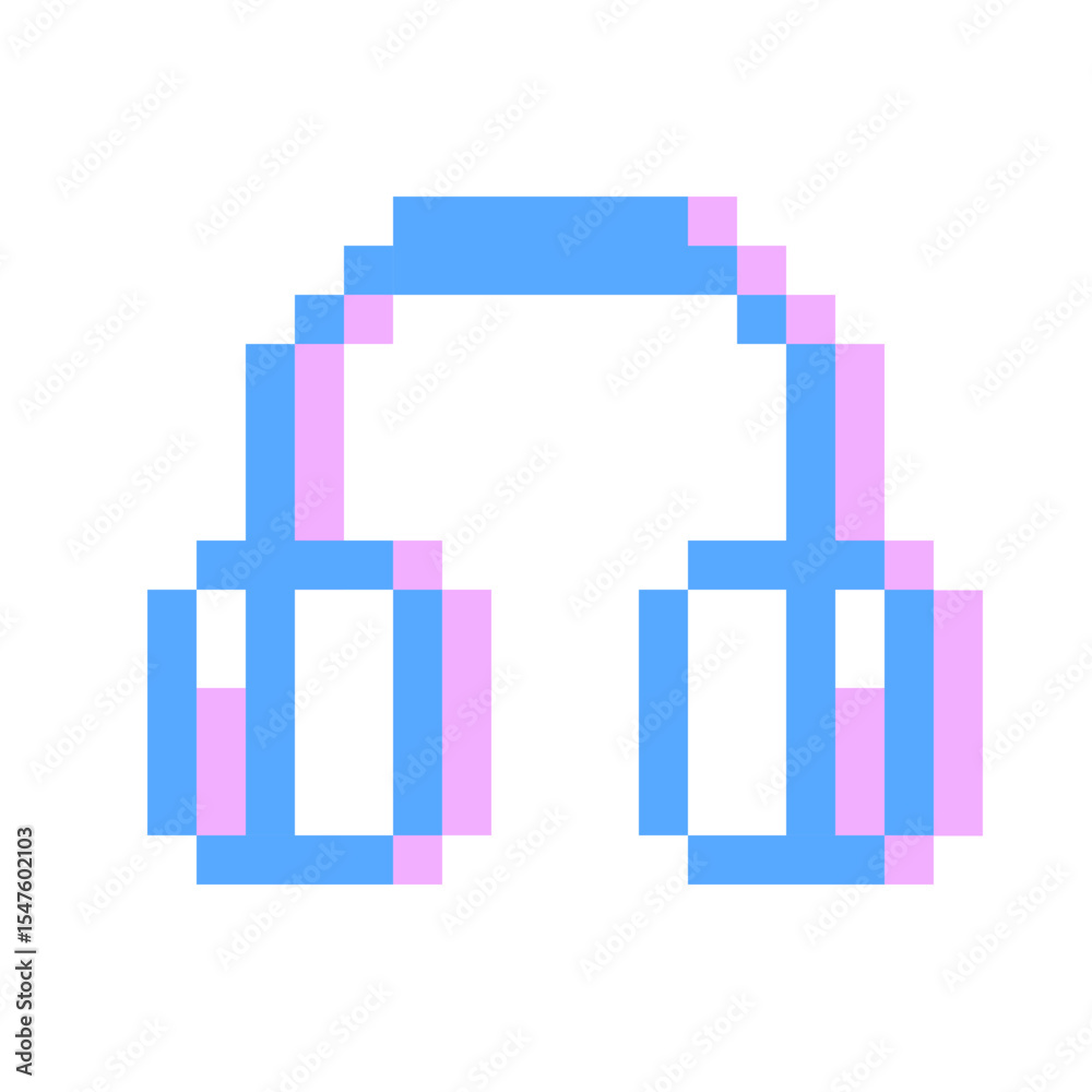 Obraz premium blue headphone pixel icon