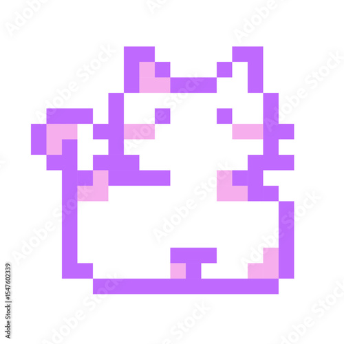 purple lazy cat pixel icon