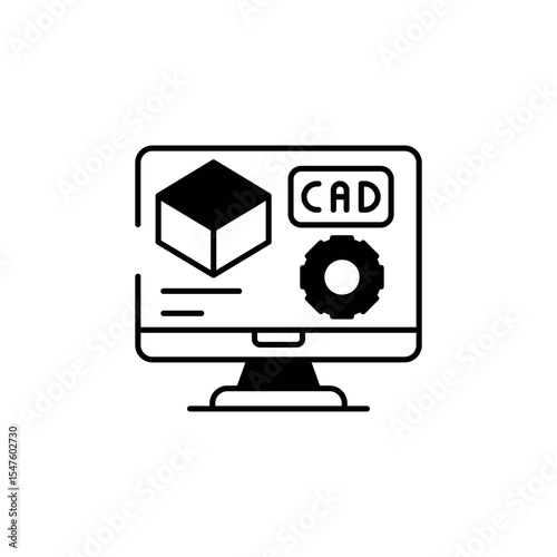 CAD software icon design with white background stock illustration