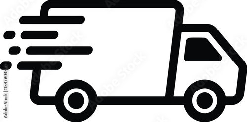 Fast Delivery, truck, shipping, logistics, transportation, shipment. Truck Icon Speedy Transportation and Logistics Symbol