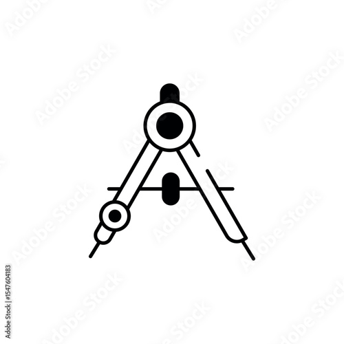 Drafting compass icon design with white background stock illustration