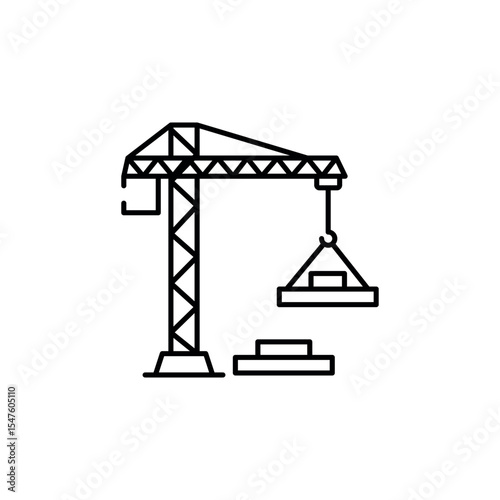 Construction crane icon design with white background stock illustration