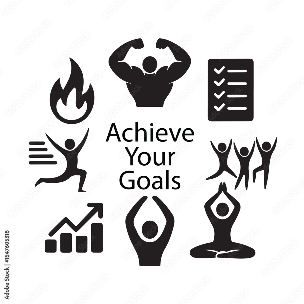 Fototapeta premium Achieve your goals icons concept on white background