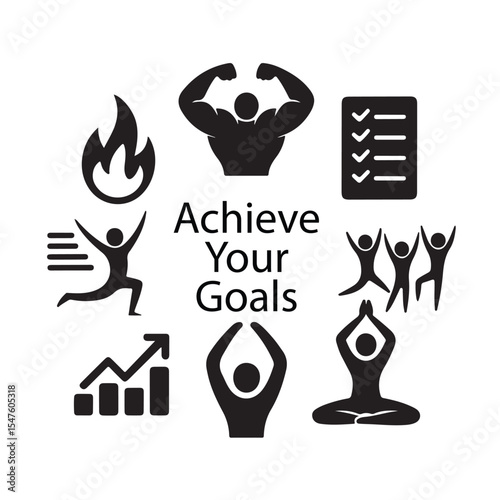 Achieve your goals icons concept on white background