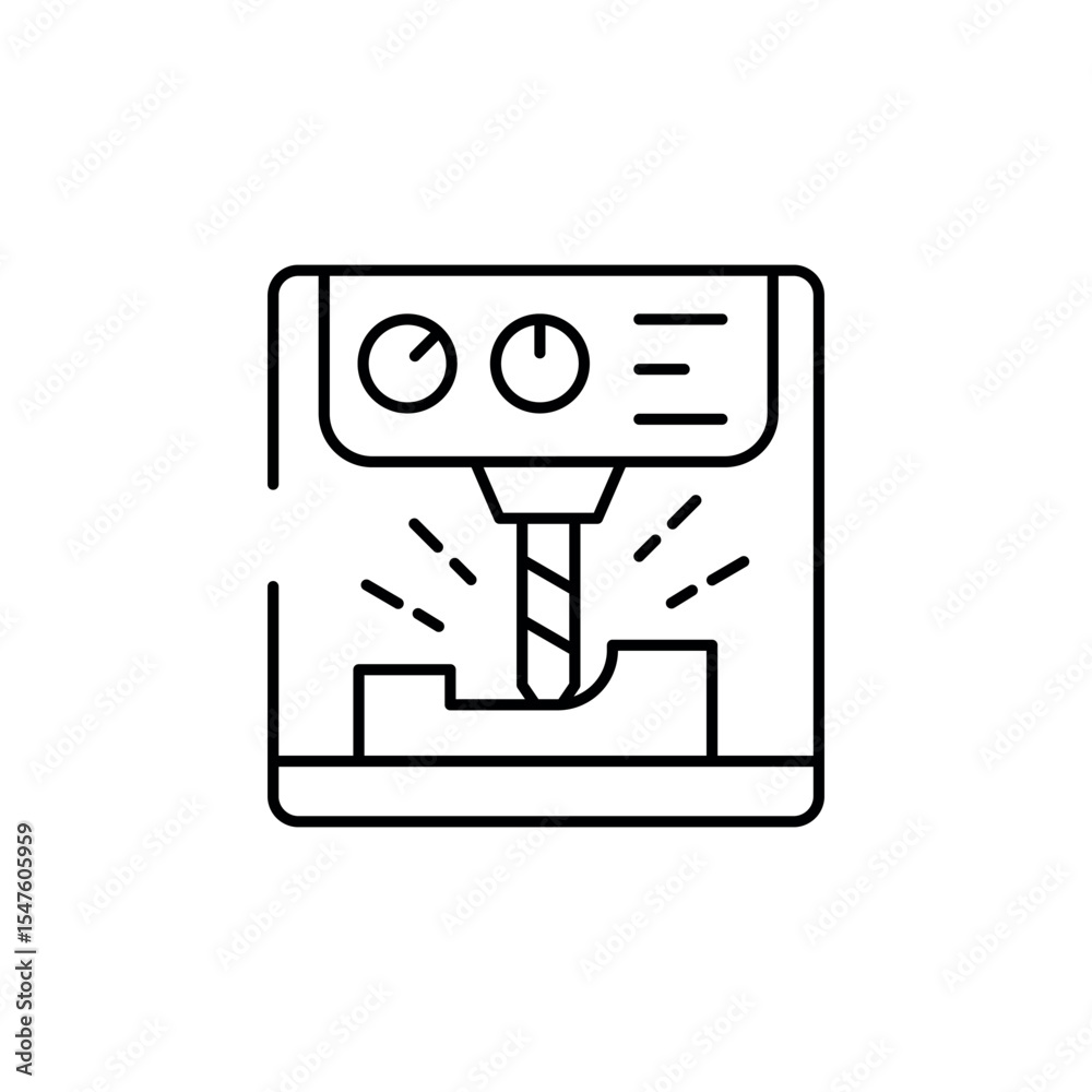 CNC machine icon design with white background stock illustration CNC machine icon design with white background stock illustration
