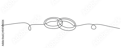 Continuous line drawing of wedding rings, Ring jewellery outline drawing illustration, Editable stroke