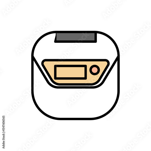スマートでコンパクトな電気炊飯器のベクターイラスト｜炊飯器,マイコン炊飯器,キッチン家電,白背景,ベクター