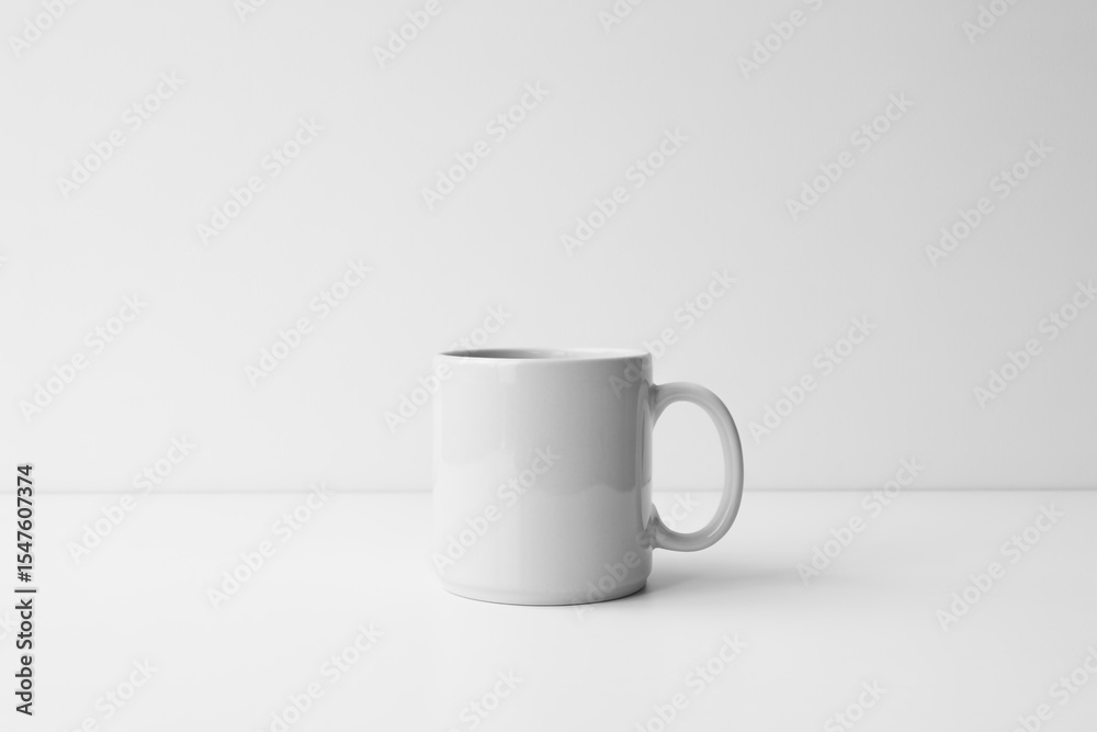 Obraz premium Plain white mug isolated on dark white background