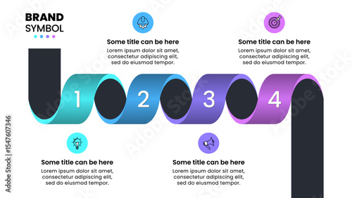 Infographic template. Colorful spiral with 4 steps
