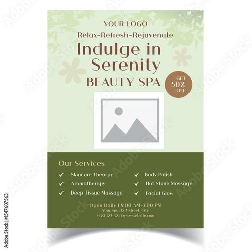 Elegant Beauty Spa Flyer Template with Wellness Services