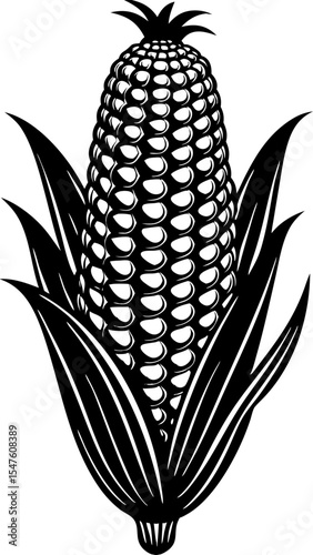 Corn Cob Silhouette Vector
