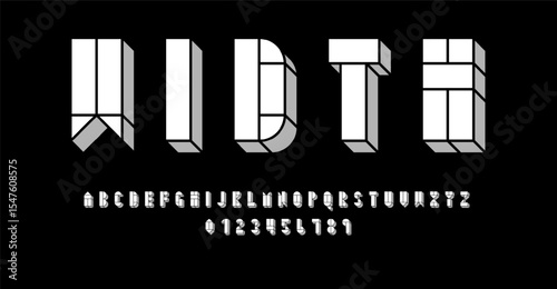 Set of alphabets font letters and numbers modern abstract design with 3D concept vector illustration	
