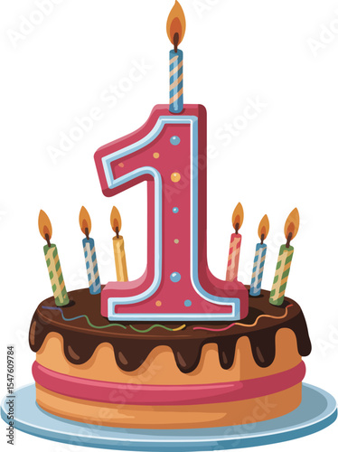First Birthday Cake Transparent isolated