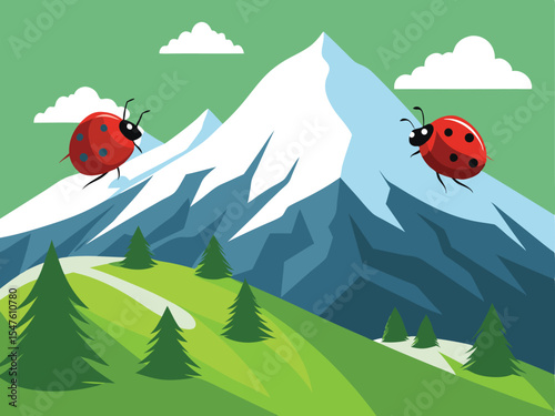 ladybug on a green leaf