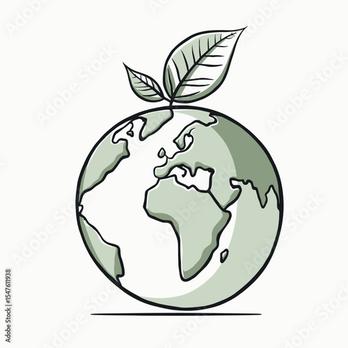 A sprout emerges from a simplified Earth globe, symbolizing environmental growth and sustainability.