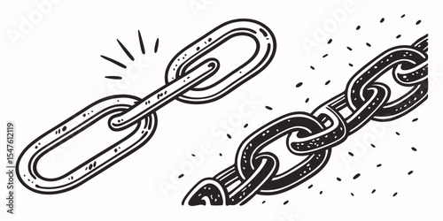 Broken Chain Symbol Drawing – Freedom Concept Illustration