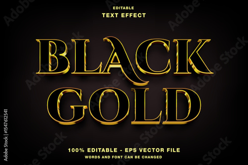 Black Gold Luxury 3D Editable Text Effect Template Style Premium Vector
