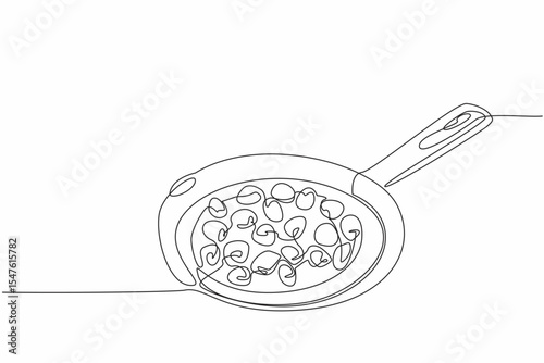 Single continuous line drawing raspberry popover with non stick pan container. High fiber dessert. Good for digestion. Homemade. National Raspberry Popover Day. One line design vector illustration