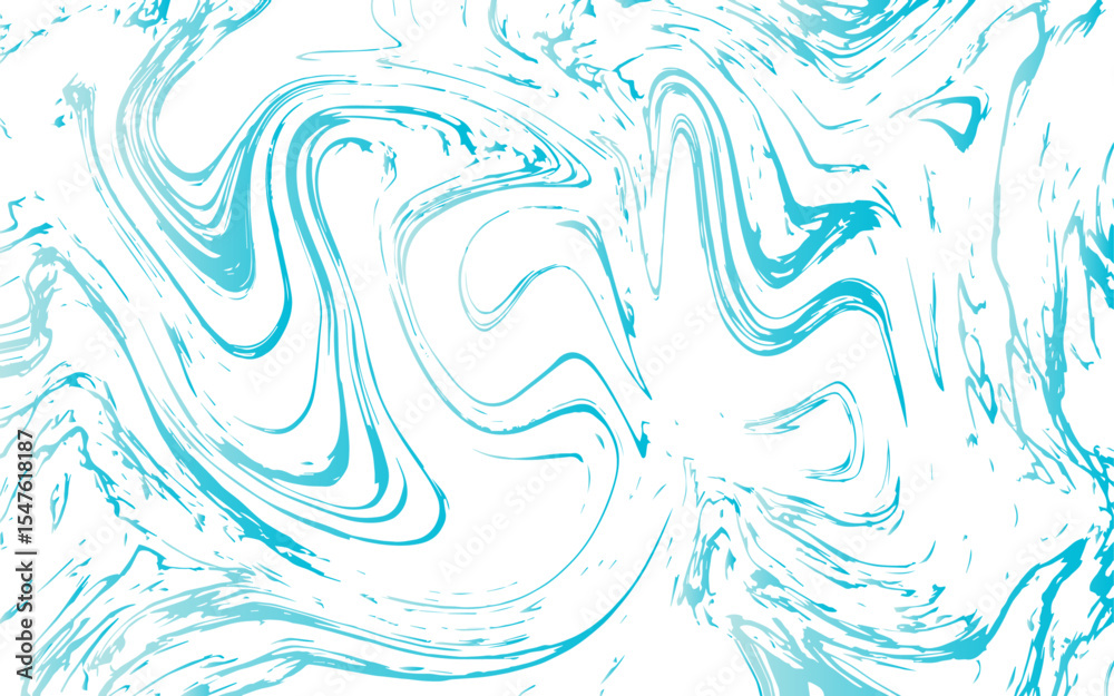 Fototapeta premium Abstract marbled background with fluid swirls of bright cyan, electric blue, and white. Showcases smooth, organic curves and chaotic flowing patterns that mimic liquid or ink motion.
