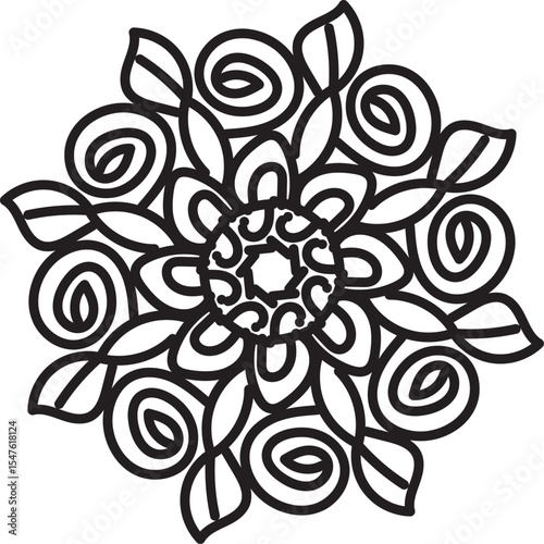 black and white floral ornament