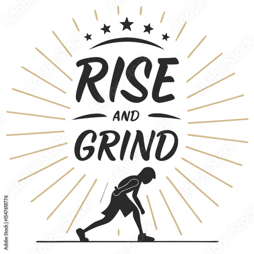 Minimalist Gym Quote - Rise and Grind T-shirt Design 