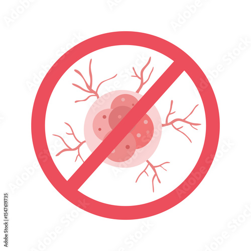 Pink Ribbon for Breast Cancer Awareness. cancer cell developing.