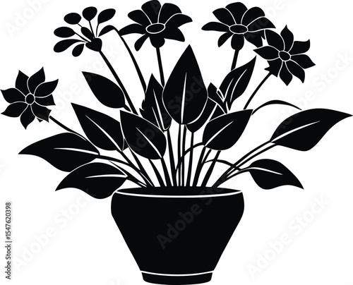  flower pot arrangement silhouette