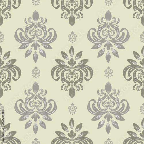seamless damask pattern with gray abstract floral, vintage design, vector illustration elegant for textile, wall paper, bedding, curtains, cushion cover, carpet, upholstery fabric, wrapping, scarf