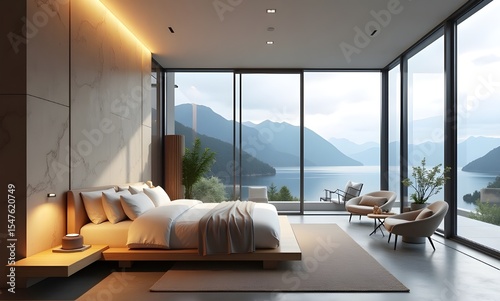 Cozy Bedroom Interior with Bed as Centerpiece