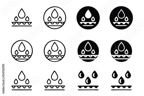 Waterproof Icon Set  Minimalist Black and White Designs