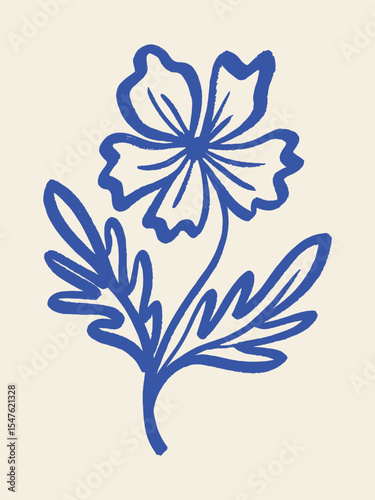 decorative flower with leaves sketch vector illustration