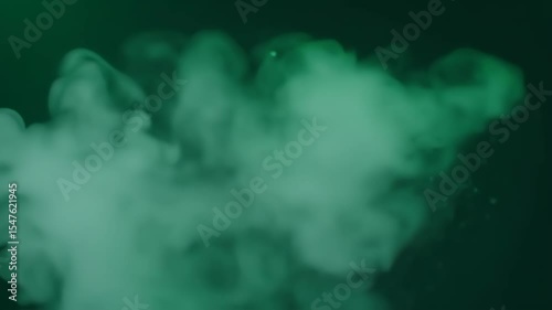 Ethereal Green Smoke Cloud, Abstract Motion Background for Visual Effects and Design.