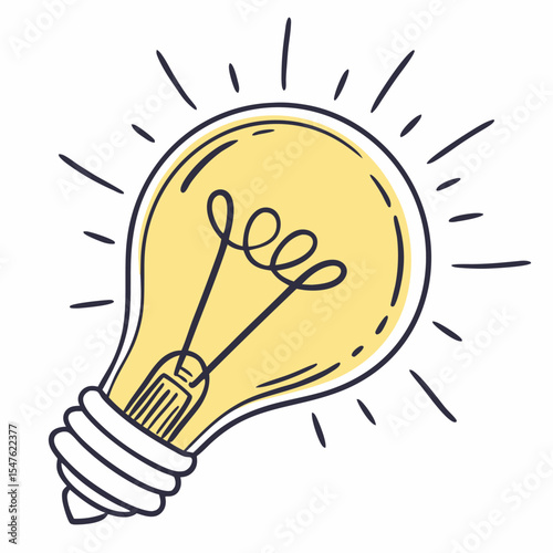 Bright Idea: A stylized rendering of a glowing light bulb emanates bright energy, symbolizing innovative thinking and creative inspiration.