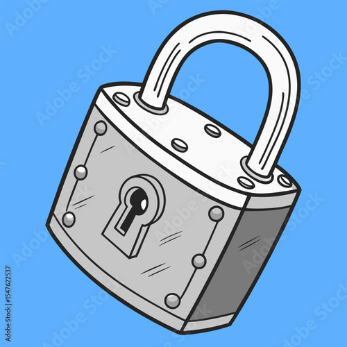 Charming doodle graphic representing a classic lock, ideal for conveying concepts of safety, restricted access, or confidentiality. Suitable for web design, apps, and digital marketing materials.