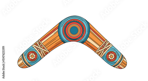 Aboriginal australian boomerang vector illustration ethnic ornament design hand drawn style traditional