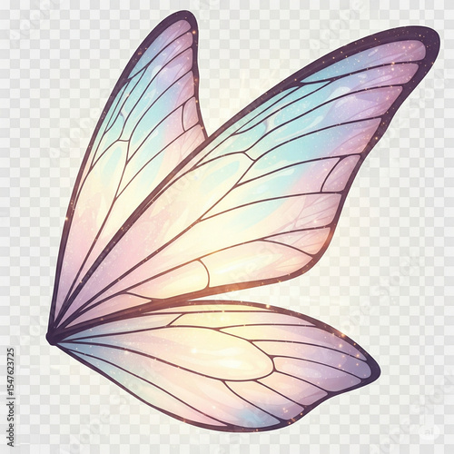 Magical Iridescent Fairy or Butterfly Wings on Transparent Background

