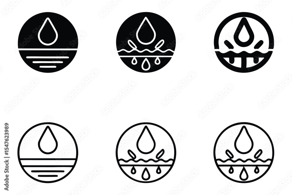 Waterproof Icon Set Minimalist Black and White Designs Waterproof Icon Set Minimalist Black and White Designs