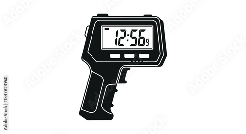 Vector illustration of temperature measurement instrument industrial tool infrared thermometer on white background