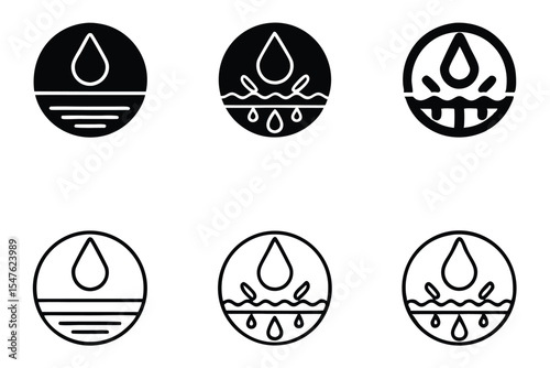 Waterproof Icon Set  Minimalist Black and White Designs